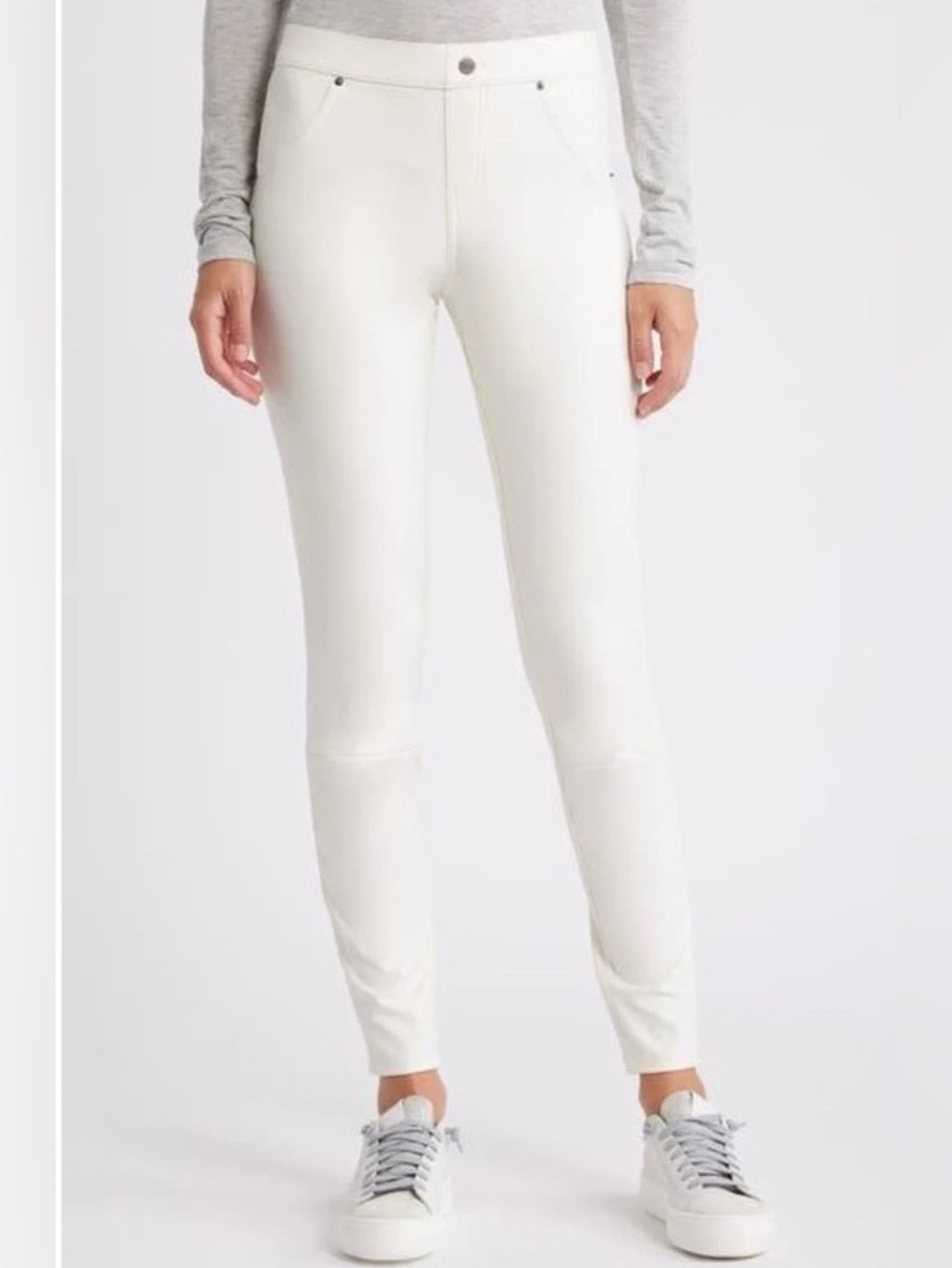 Hue Women's White Faux Leather Leggings